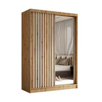 SCHWEBETÜRENSCHRANK Erika 150 cm mit Lamellen und Spiegel 2-türig, Artisan, Artisan, Lamelle weiß - Eiche Artisan/Braun, Kunststoff (150/216/51cm) - Margaret Hadas24