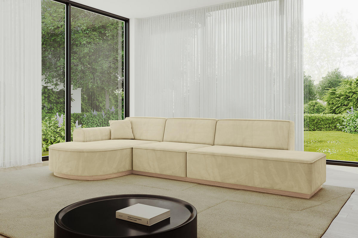 ECKSOFA Ottomane Links ARRIO-L2 - 328x171x83 cm Beige - Beige, Holzwerkstoff/Textil (328/171cm) - ALTDECOR