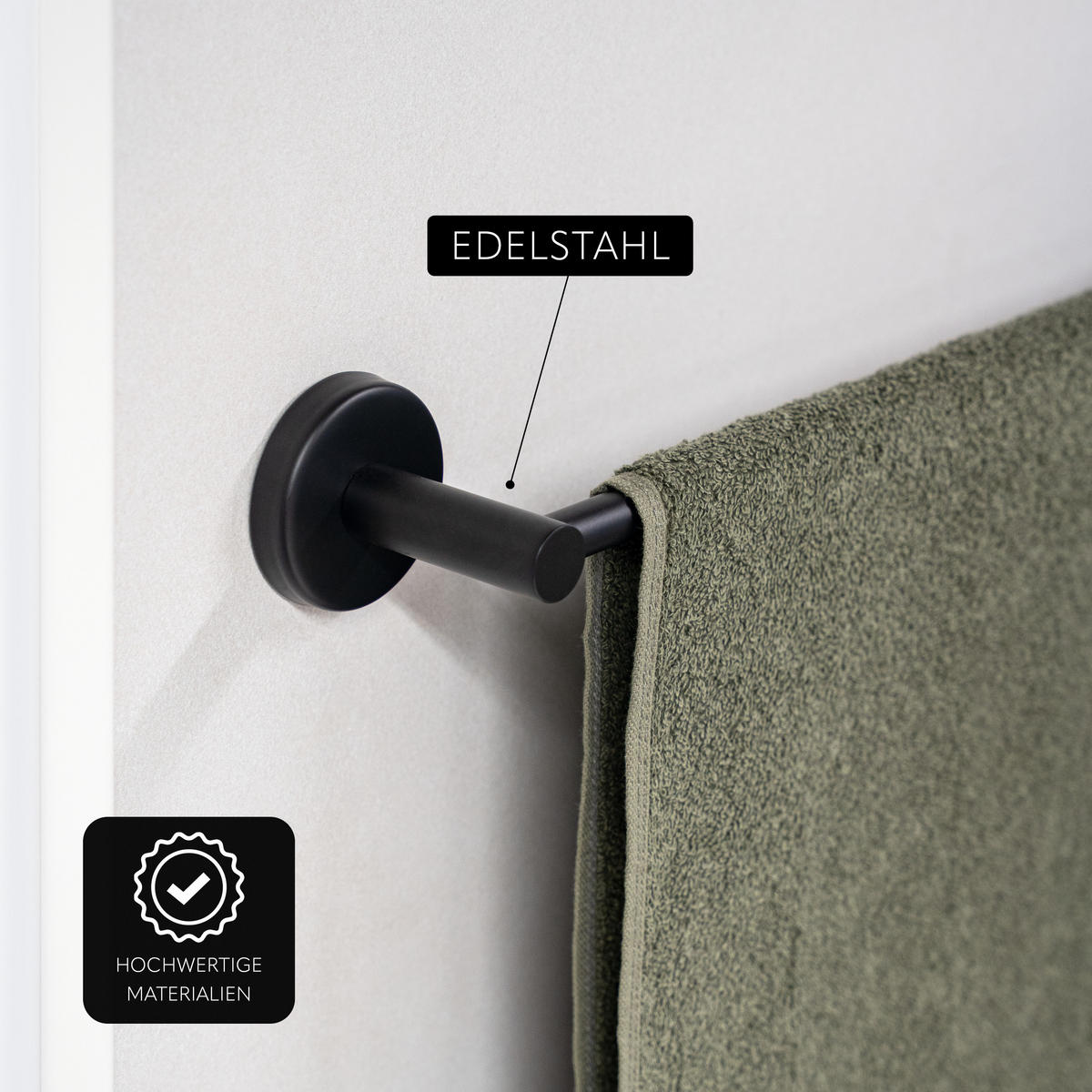 BADETUCHSTANGE PIAZZA BLACK, Edelstahl, schwarz - Schwarz, Metall (76/6/6cm) - bremermann