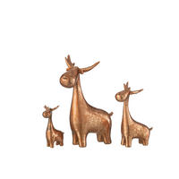 FIGUR HIRSCH - Polyresin - Kupfer - 3er Set - Kupferfarben, Glas/Naturmaterialien (10/25/18cm) - J-Line