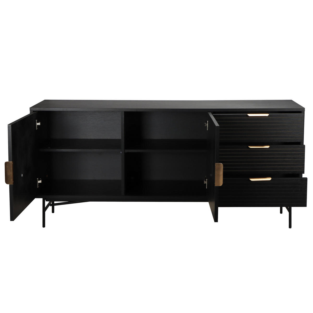 SIDEBOARD, Schwarz - Schwarz, Holz (40/75/160cm) - Oviala