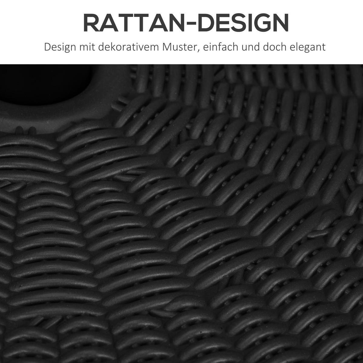 SONNENSCHIRMFUß für Ø38/48 mm Schirmstangen Schirmständer mit Rattanoptik für Garten Balkon HDPE Schwarz Ø51 x 36 cm - Schwarz, Kunststoff (51/51cm) - Outsunny