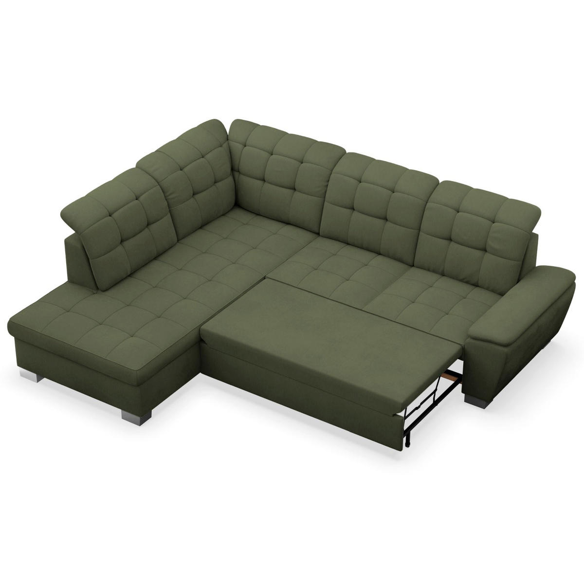 ECKSOFA Jamaal Khaki linksseitig - Schwarz/Grün, Textil (258/212cm) - Selsey