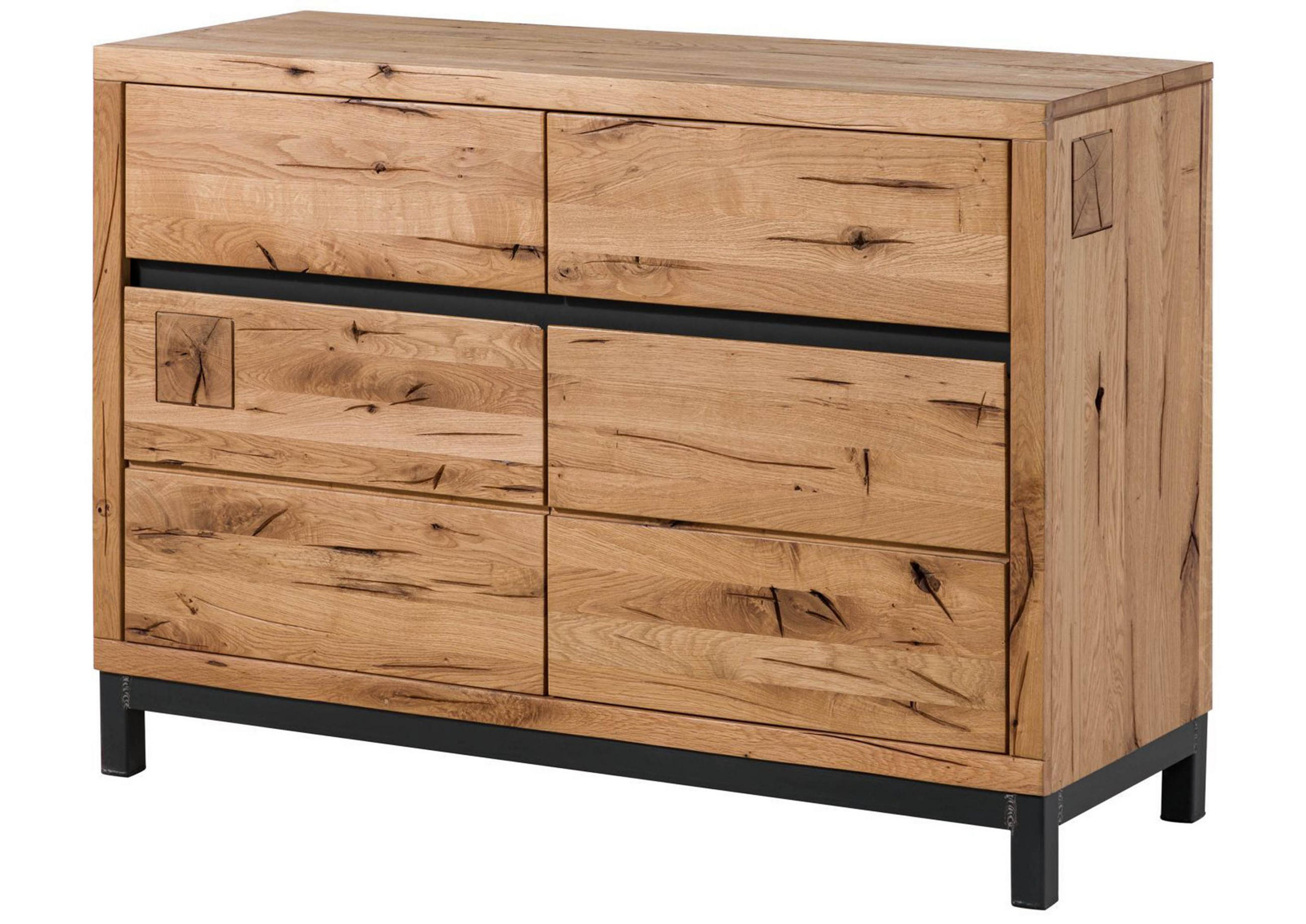 SIDEBOARD Wildeiche 120x45x85 natur geölt VILLANDERS #111 - Braun, Holz (120/85/45cm) - Massivmoebel24