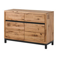 SIDEBOARD Wildeiche 120x45x85 natur geölt VILLANDERS #111 - Braun, Holz (120/85/45cm) - Massivmoebel24