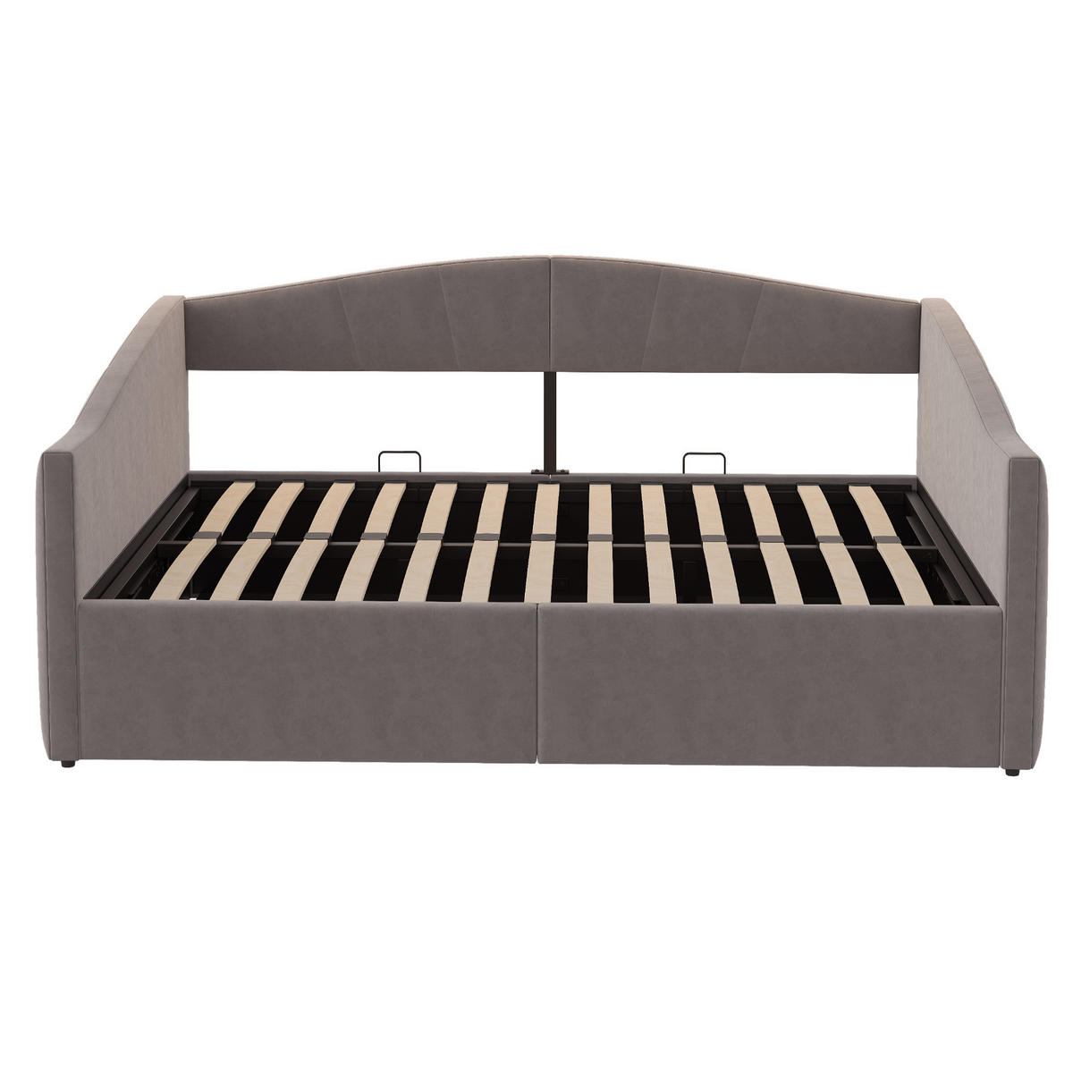 SCHLAFSOFA aus Samt 140x200 cm Grau mit hydraulischem Bettkasten und Lattenrost - Dunkelgrau, Leder (140/200cm) - IVMEU