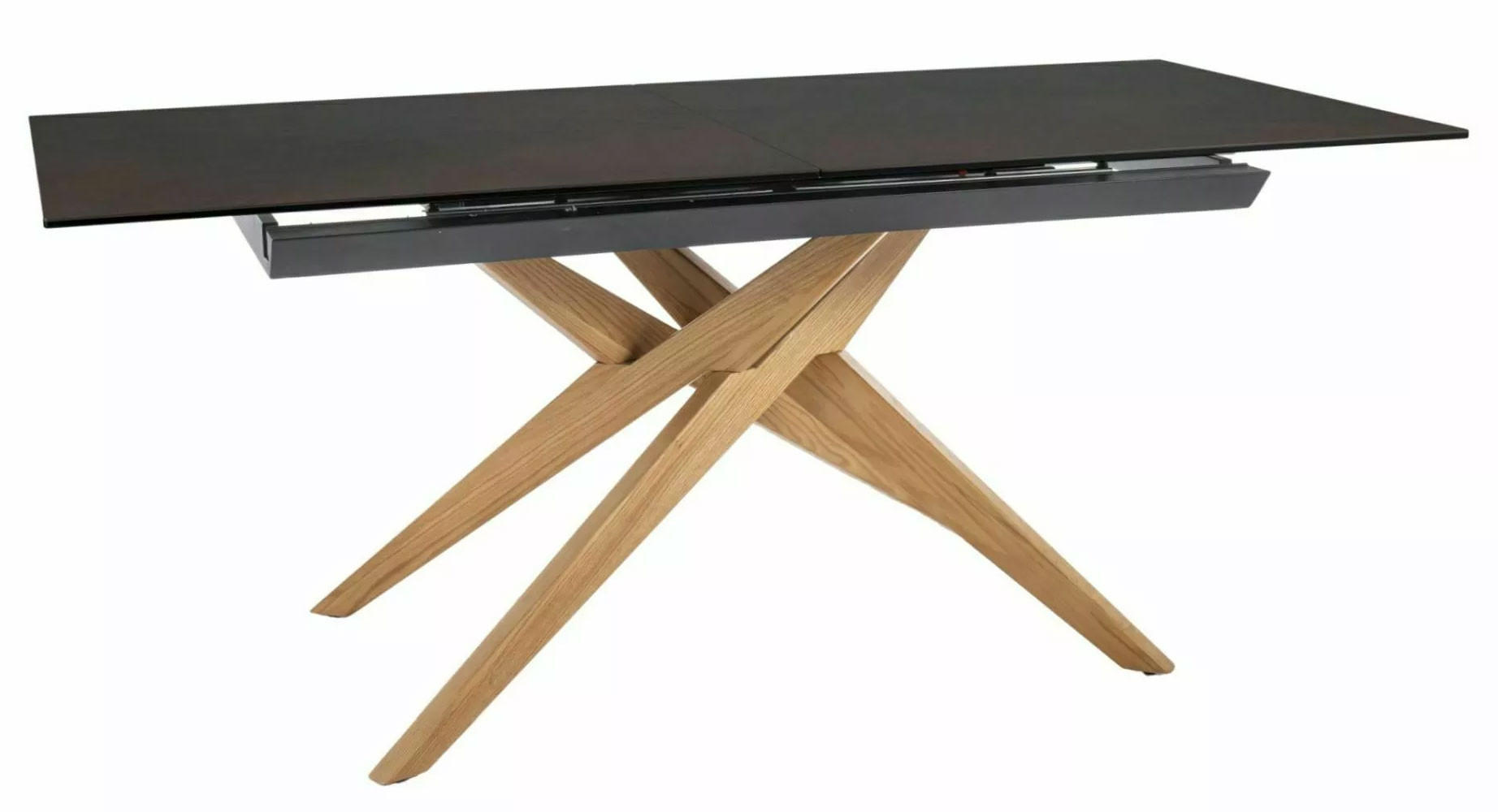 ESSTISCH Loreto Rostfarben / Eiche Natur 180-230 / 90 / 76cm - Schwarz/Braun, Holz/Keramik (90/230/76cm) - Feldmann-Wohnen