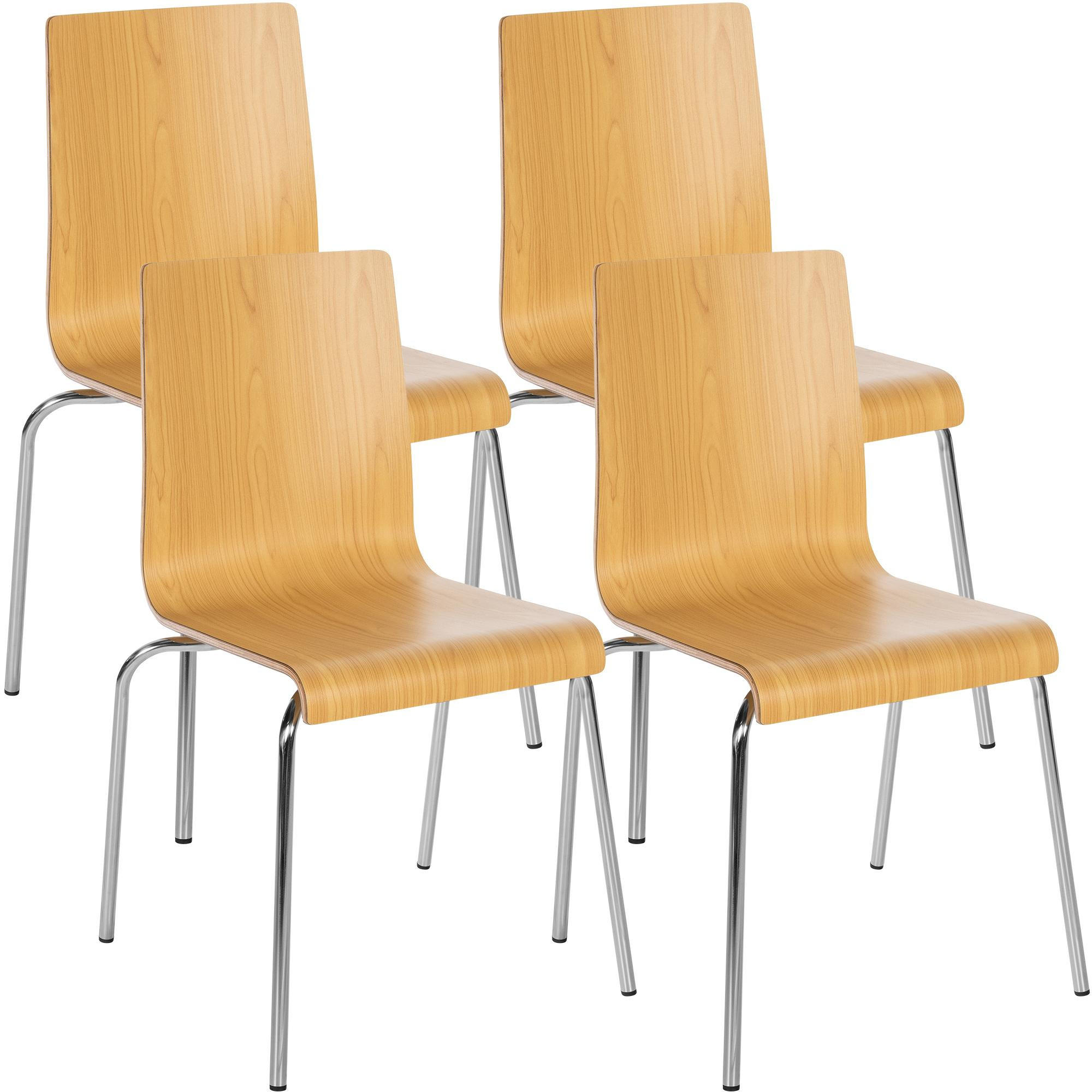 BESUCHERSTUHL 4er Set Holz Natura - Eukalyptusholzfarben, Holz/Metall (49/85/49cm) - CLP