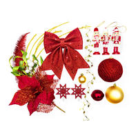 LAALU CHRISTBAUMKUGEL-SET 34 Stück in Box Rot Nussknacker für Weihnachtsbaum bis zu 100 cm - Rot/Goldfarben, Holzwerkstoff/Kunststoff (20/12/30cm) - LAALU