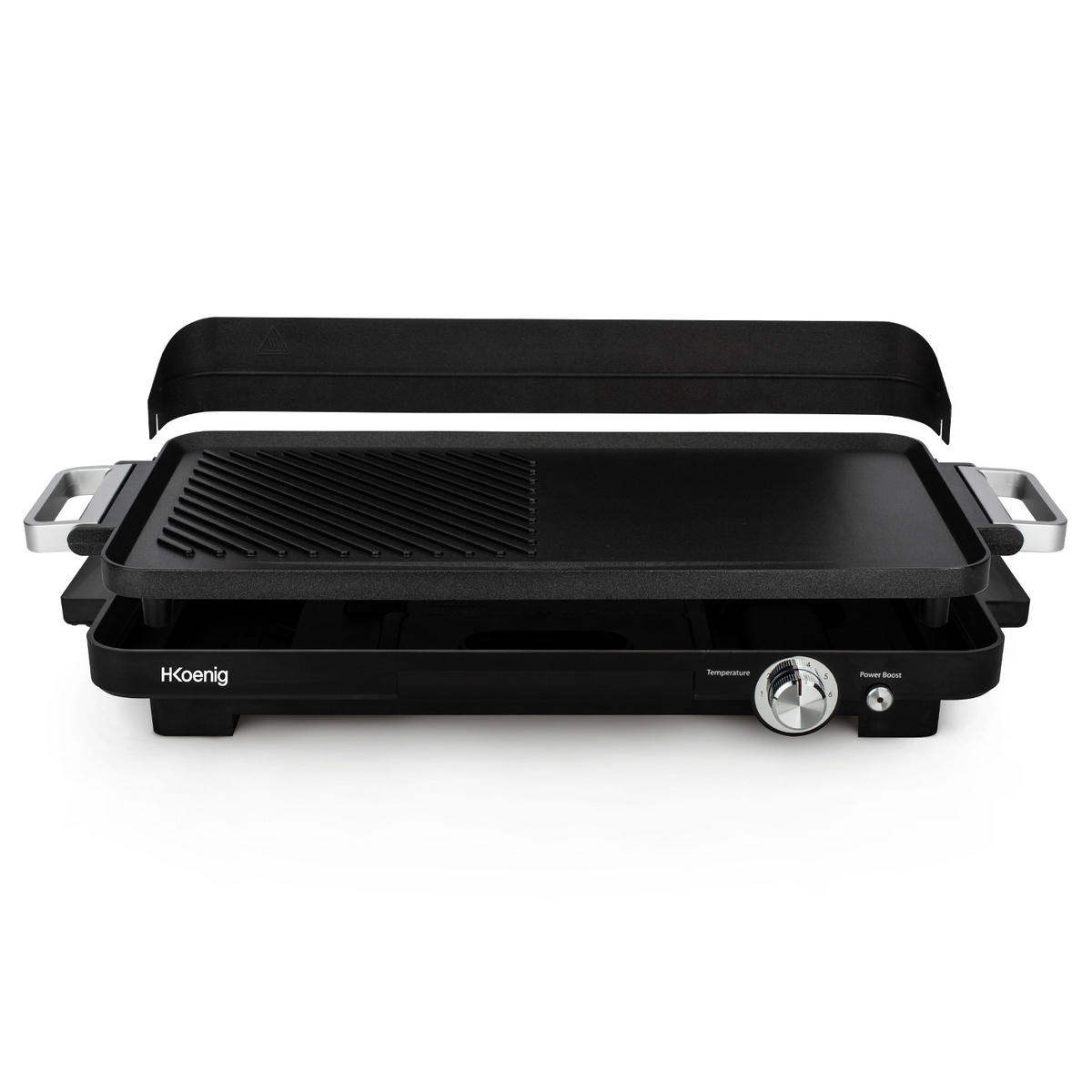 GRILL und Plancha GRX330 Schwarz, Elektrisch und kompakt, Antihaftbeschichtung - Schwarz, Metall (63/8.9/27.3cm) - HKoenig