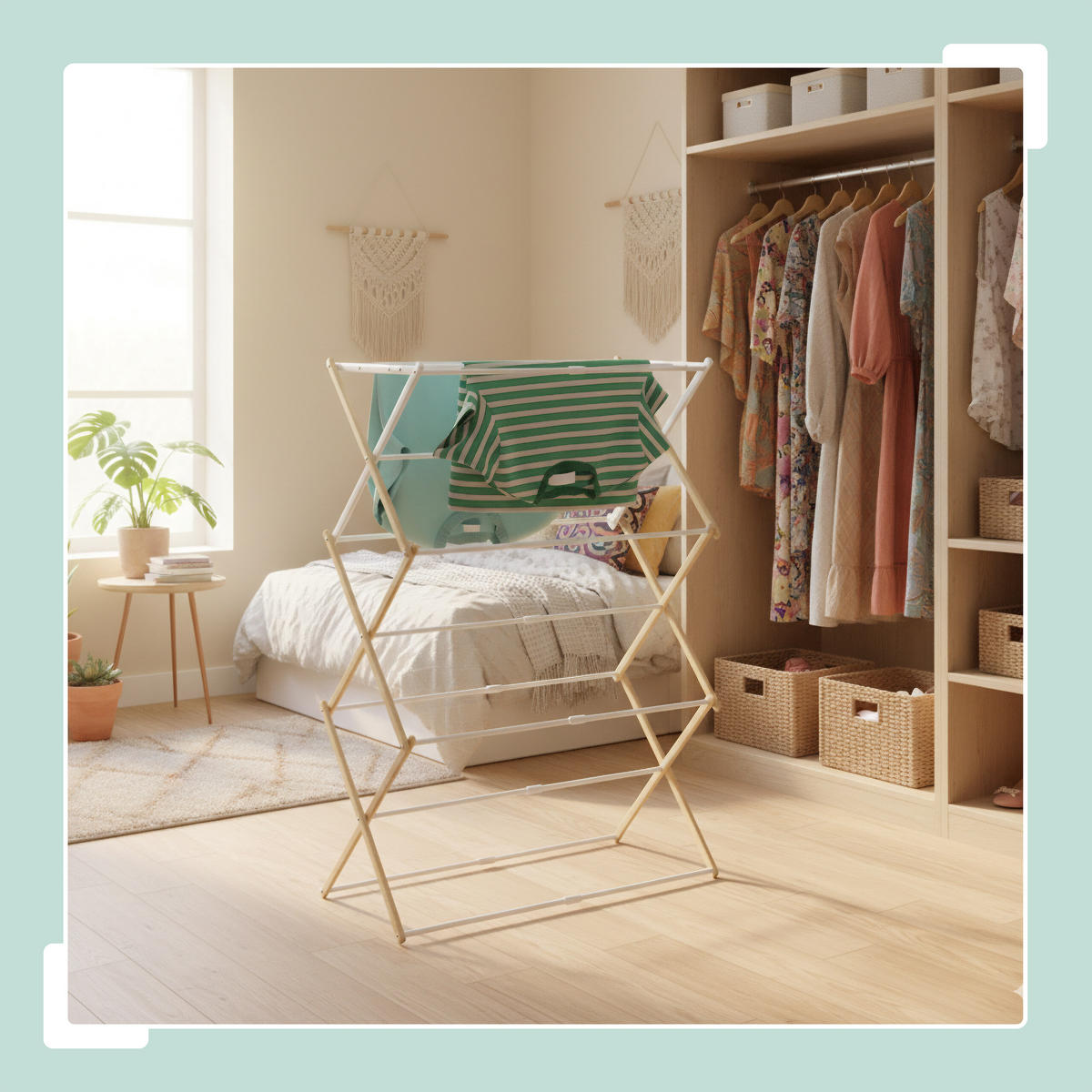 SUŠIAK na prádlo - viacfarebná, kov/drevo (74/107/37cm) - Relaxdays