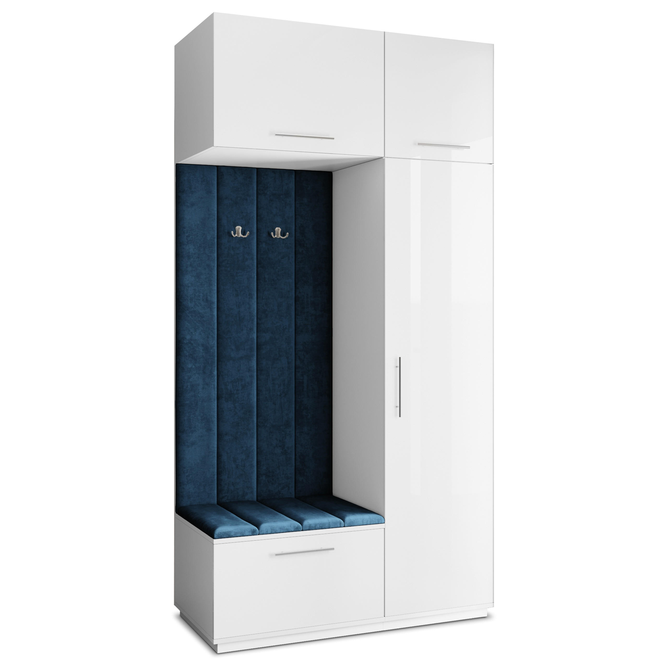 Masseno Garderobenschrank Weiß, Blau 120x240x60 cm
