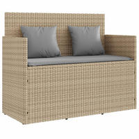GARTENBANK mit Kissen Beige Poly Rattan - Beige/Grau, Kunststoff (120/90.5/50cm) - furnicato