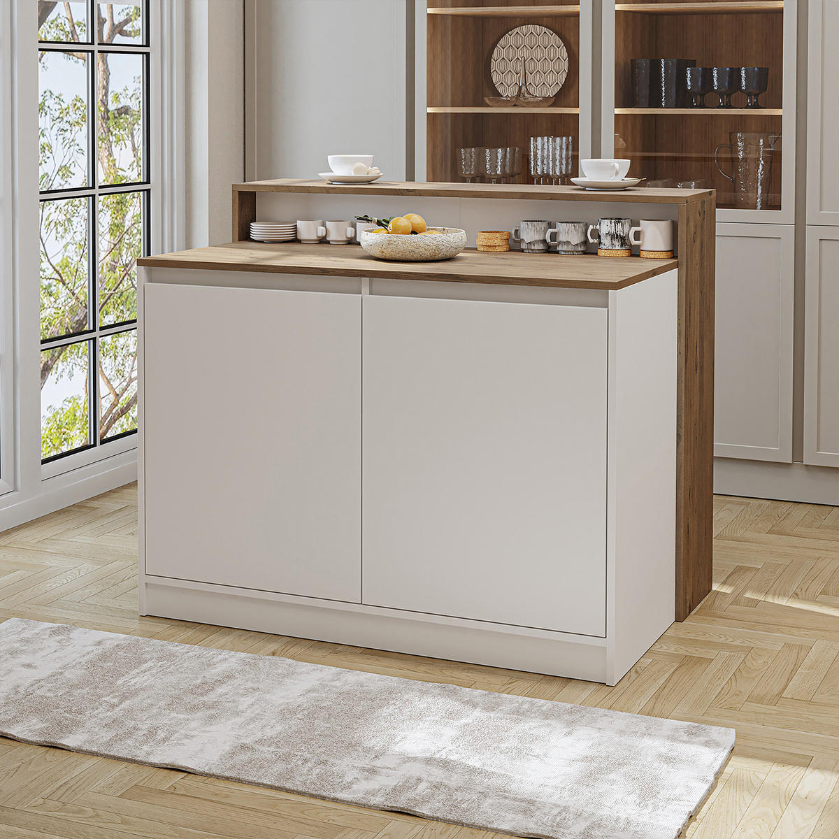 KÜCHENINSEL CORTADO - Eiche Bianco, Holzwerkstoff (120/100/80cm) - Roomart