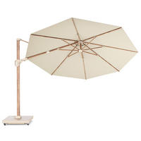 AMPELSCHIRM rund 3.5 m Challenger T² Premium 360° kippbar natur/teak - Creme, Metall (350/350cm) - Platinum