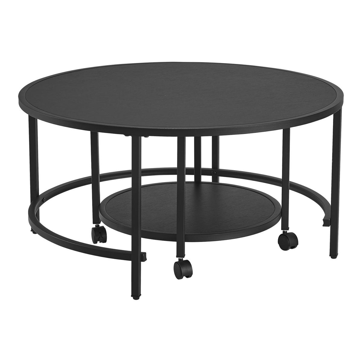 COUCHTISCH SET Værøy 2-teilig 80/80/40 - Schwarz, Holzwerkstoff (80/80/40cm) - [en.casa]