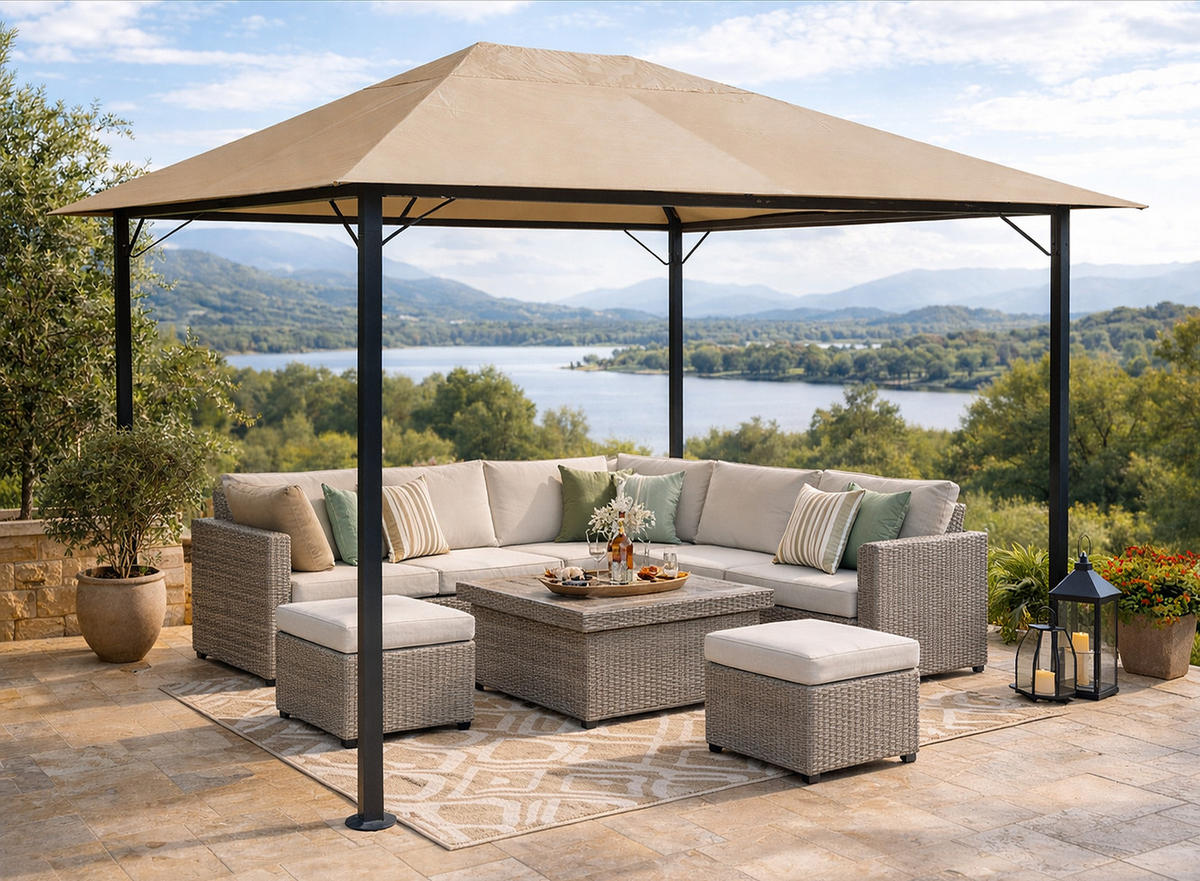 PAVILLON Nizza 3x4m Sand - Beige, Metall (300/263/400cm) - QUICK STAR