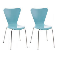 BESUCHERSTUHL 2er Set Holz hellblau - Hellblau, Holz/Metall (45/85/49cm) - CLP