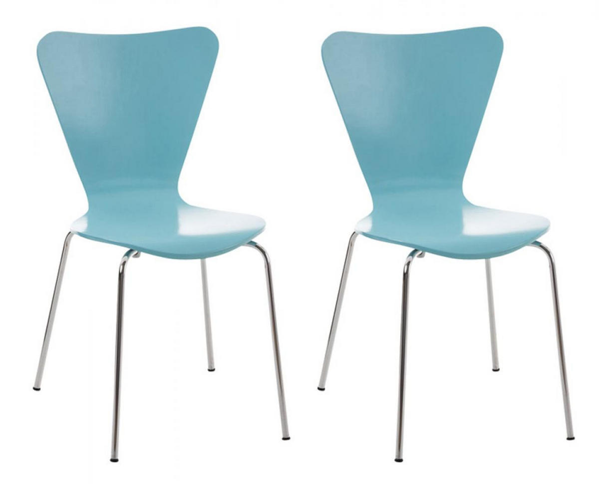 BESUCHERSTUHL 2er Set Holz hellblau - Hellblau, Holz/Metall (45/85/49cm) - CLP
