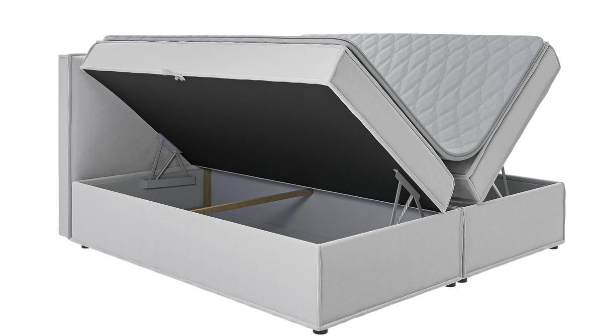 BOXBETT Eclipse 200/200 cm Silber Luxusmicrofaser - Silberfarben/Schwarz, Holz/Kunststoff (200/200cm) - S-Style Möbel
