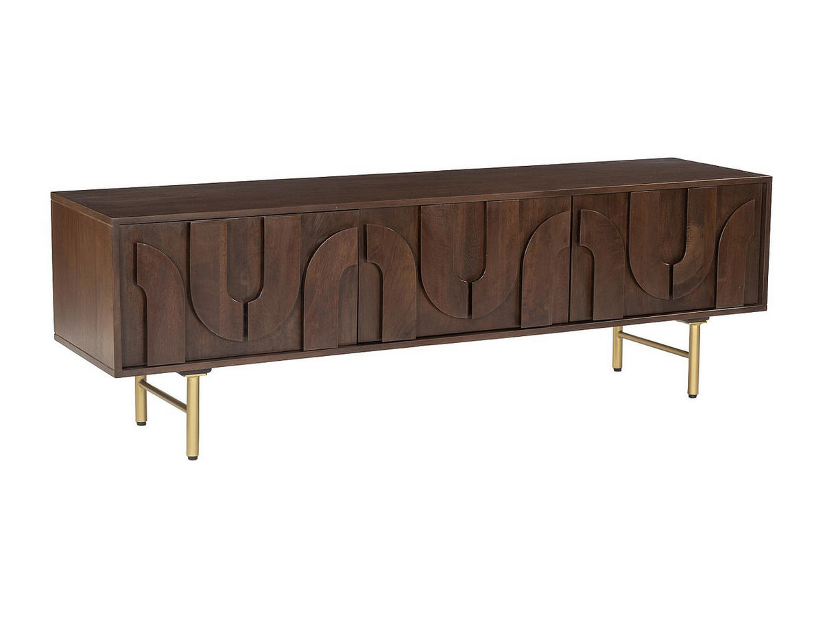 TV-BOARD - 160 x 40 - holz - naturfarben dunkel Mizoram - Naturfarben, Holz/Metall (160/50/40cm) - Vente-Unique