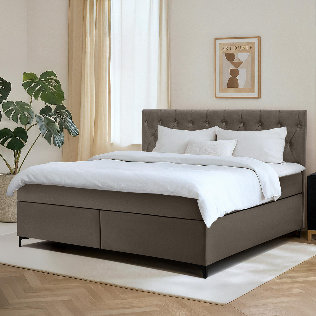 POLSTERBETT ARDEA, Braun - Schwarz/Braun, Holz/Holzwerkstoff (180/200cm) - KONSIMO®