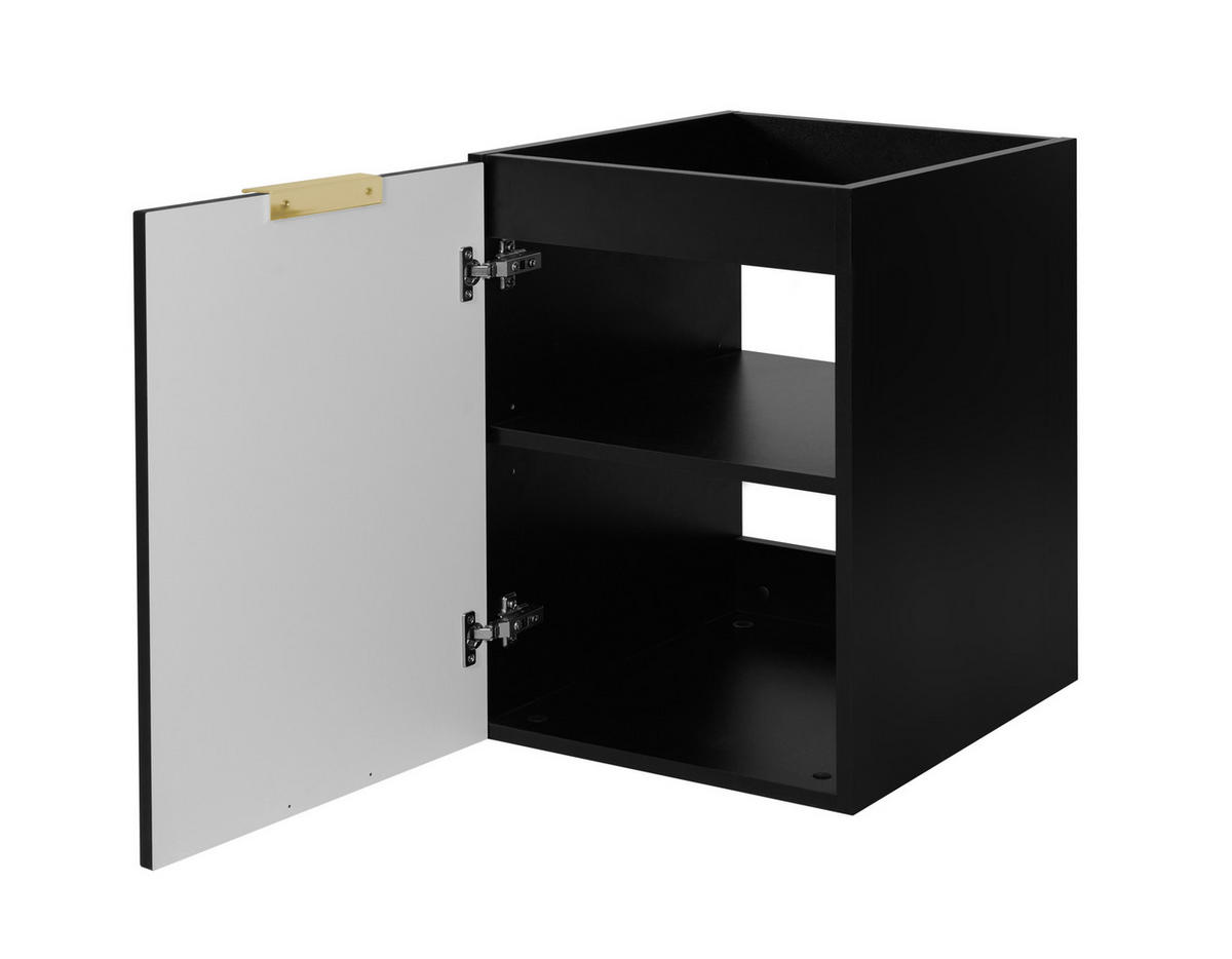 BADEZIMMER-SET, 57×46×140 cm, Eiche Craft / Schwarz, Griff Gold - Schwarz, Holzwerkstoff (140/57/46cm) - 3XE LIVING