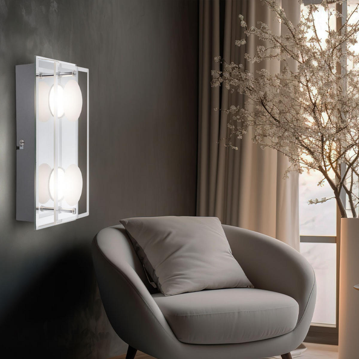 LED WANDLEUCHTE Metall Chrom Silber - Silberfarben, Glas (12/6.5/24cm) - Globo Lighting