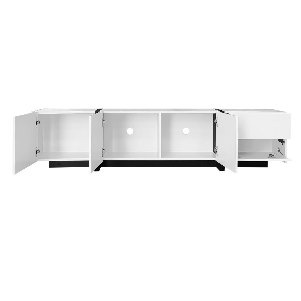 TV-SCHRANK 170/30/39 cm weiß Hochglanz mit schwarzen Tischbeinen und Stauraum - Weiß, Holzwerkstoff (170/39/30cm) - OKWISH