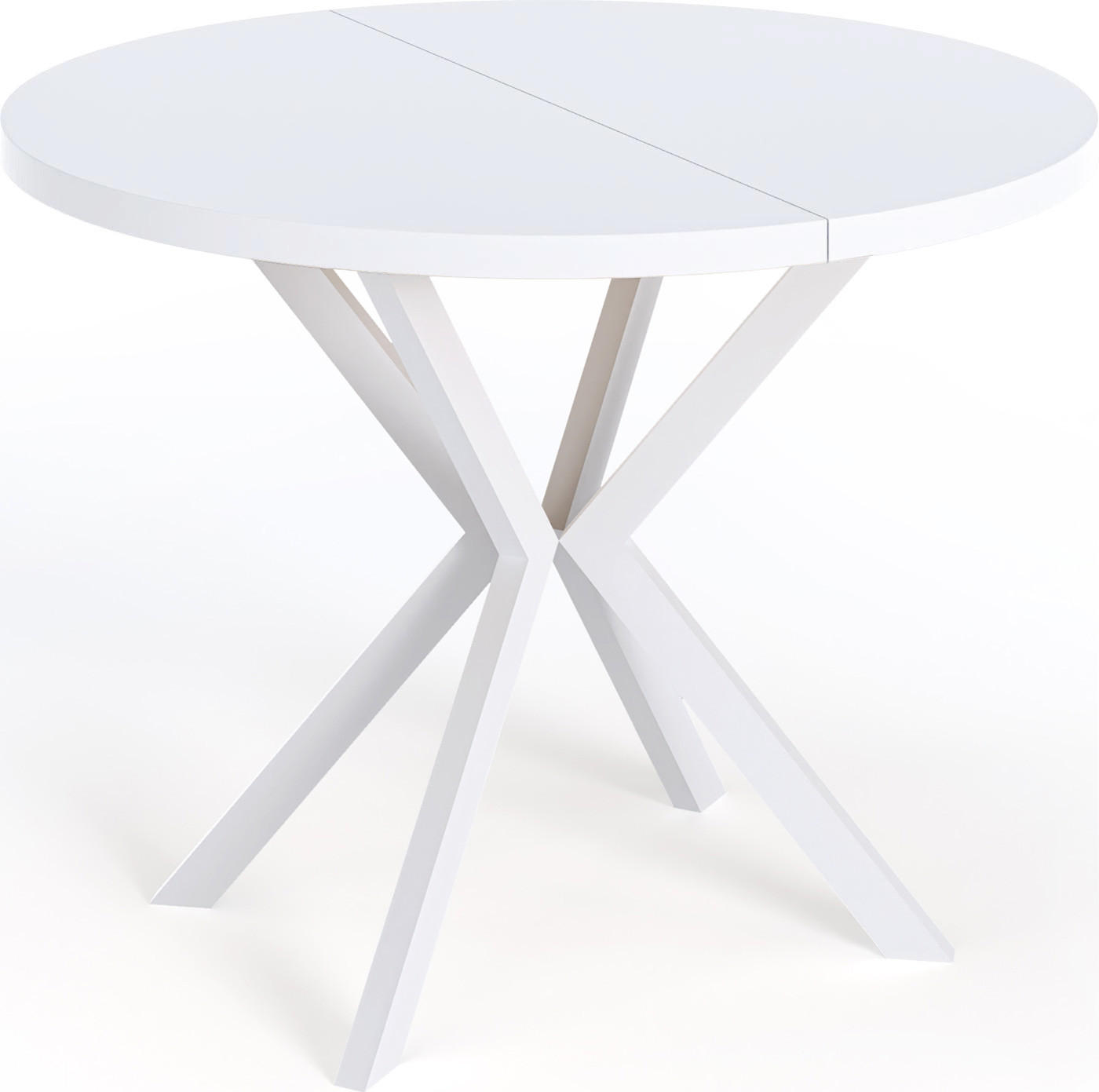 ESSTISCH Della runder ausziehbarer, Weiß 100-180/100/76 cm - Weiß, Holzwerkstoff/Metall (100/100/76cm) - WFL GROUP
