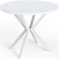 ESSTISCH Della runder ausziehbarer, Weiß 100-180/100/76 cm - Weiß, Holzwerkstoff/Metall (100/100/76cm) - WFL GROUP