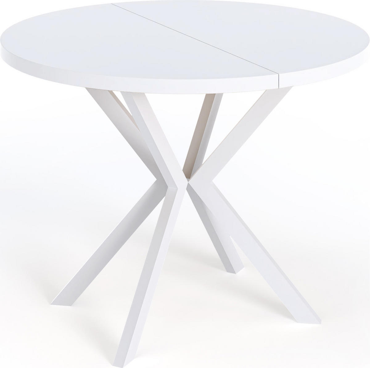 ESSTISCH Della runder ausziehbarer, Weiß 100-180/100/76 cm - Weiß, Holzwerkstoff/Metall (100/100/76cm) - WFL GROUP