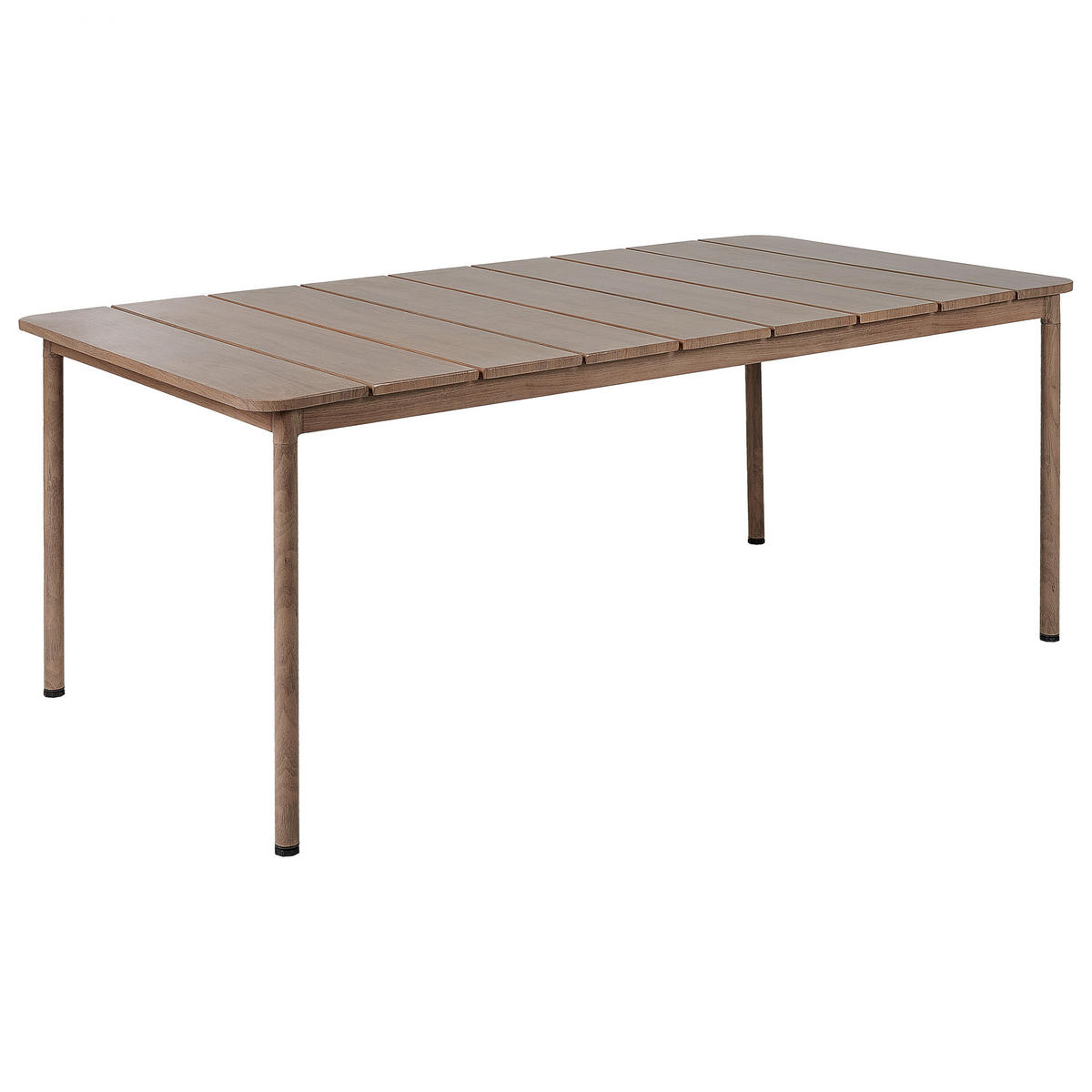 GARTENTISCH 6-Sitzer Dunkler Holzfarbton Flavia - Dunkelbraun, Metall (96/185/76cm) - Beliani