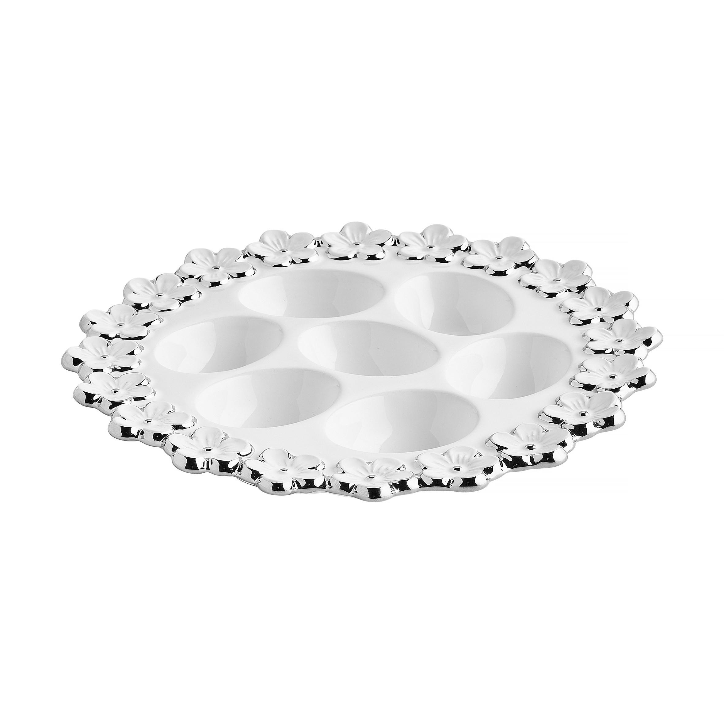 EIERPLATTE Flosales - Weiß, Stein (23/3/23cm) - home&you