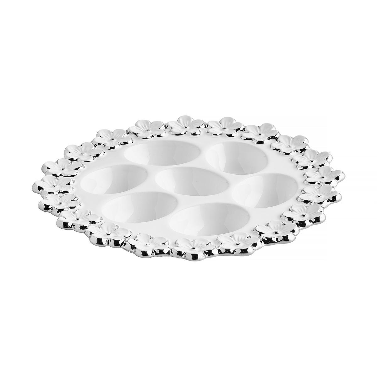 EIERPLATTE Flosales - Weiß, Stein (23/3/23cm) - home&you