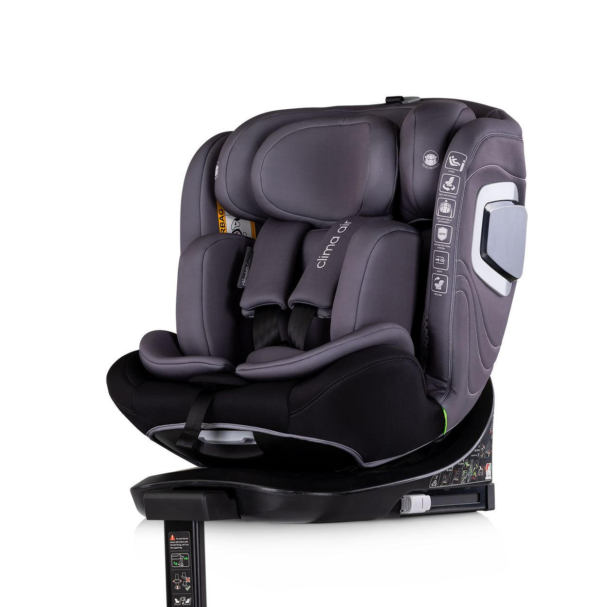 KINDERSITZ Clima Air i-Size (40-150 cm) Isofix Lüftungs-Heizfunktion - Schwarz, Kunststoff (44/58/54cm) - Chipolino