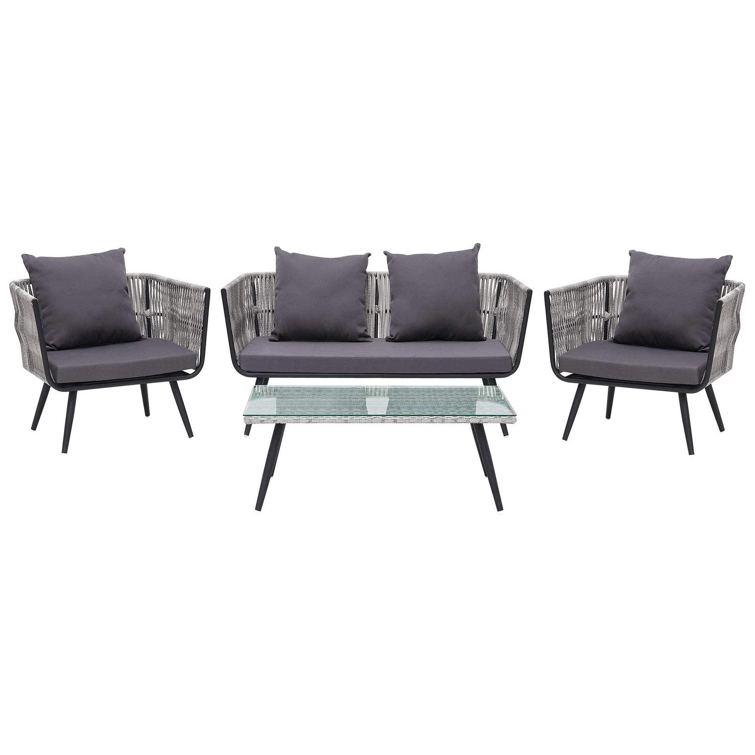 LOUNGE-SET 4-sitzer Rattan Grau Ragusa - Grau, Kunststoff - Beliani