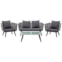 LOUNGE-SET 4-sitzer Rattan Grau Ragusa - Grau, Kunststoff - Beliani