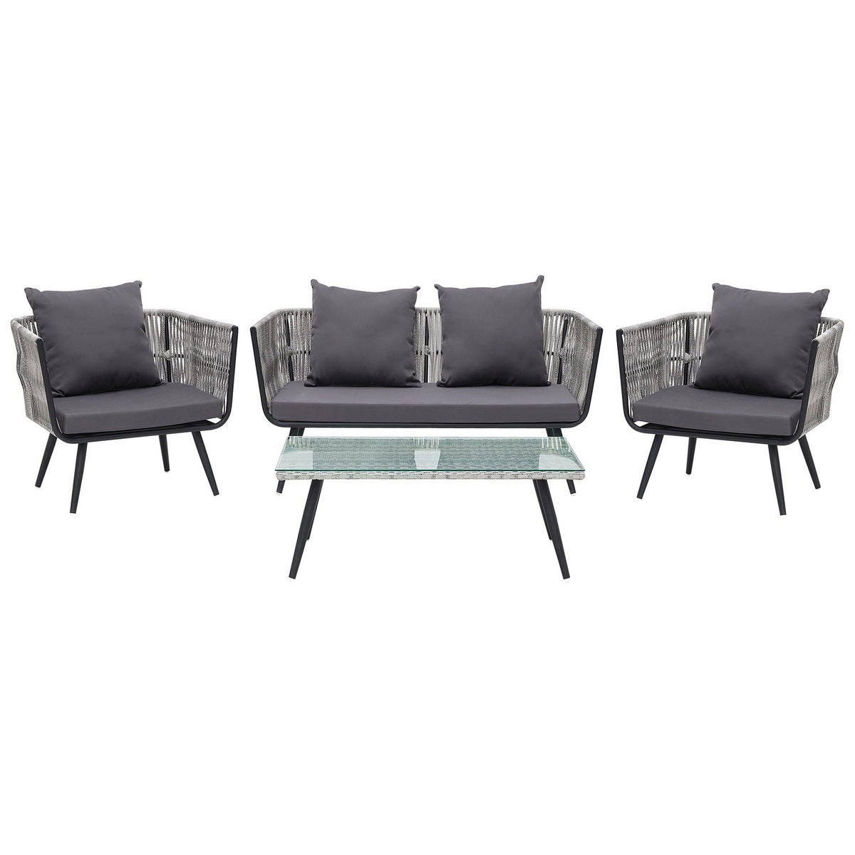 LOUNGE-SET 4-sitzer Rattan Grau Ragusa - Grau, Kunststoff - Beliani