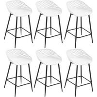 BARHOCKER 6er Set aus PP-Kunststoff, Weiß - Schwarz/Weiß, Kunststoff/Metall (44/84.5/47cm) - Woltu