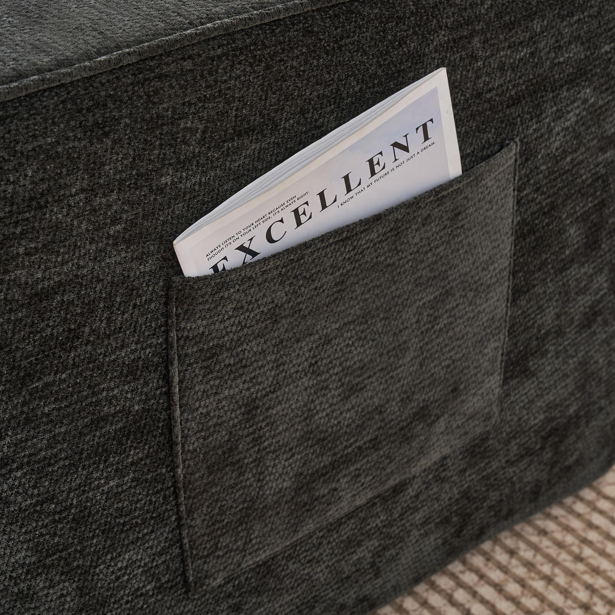 CHAISE LONGUE premium chenille relaxliege montagefrei - Dunkelgrau, Textil (144/65/112cm) - Urban Meuble