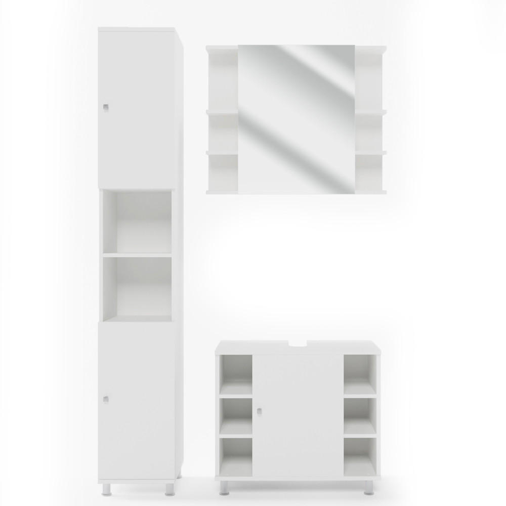 BADMÖBEL-SET Fynn Weiß 3 Teile, mit Hochschrank - Weiß, Holzwerkstoff (60/54/32cm) - Vicco