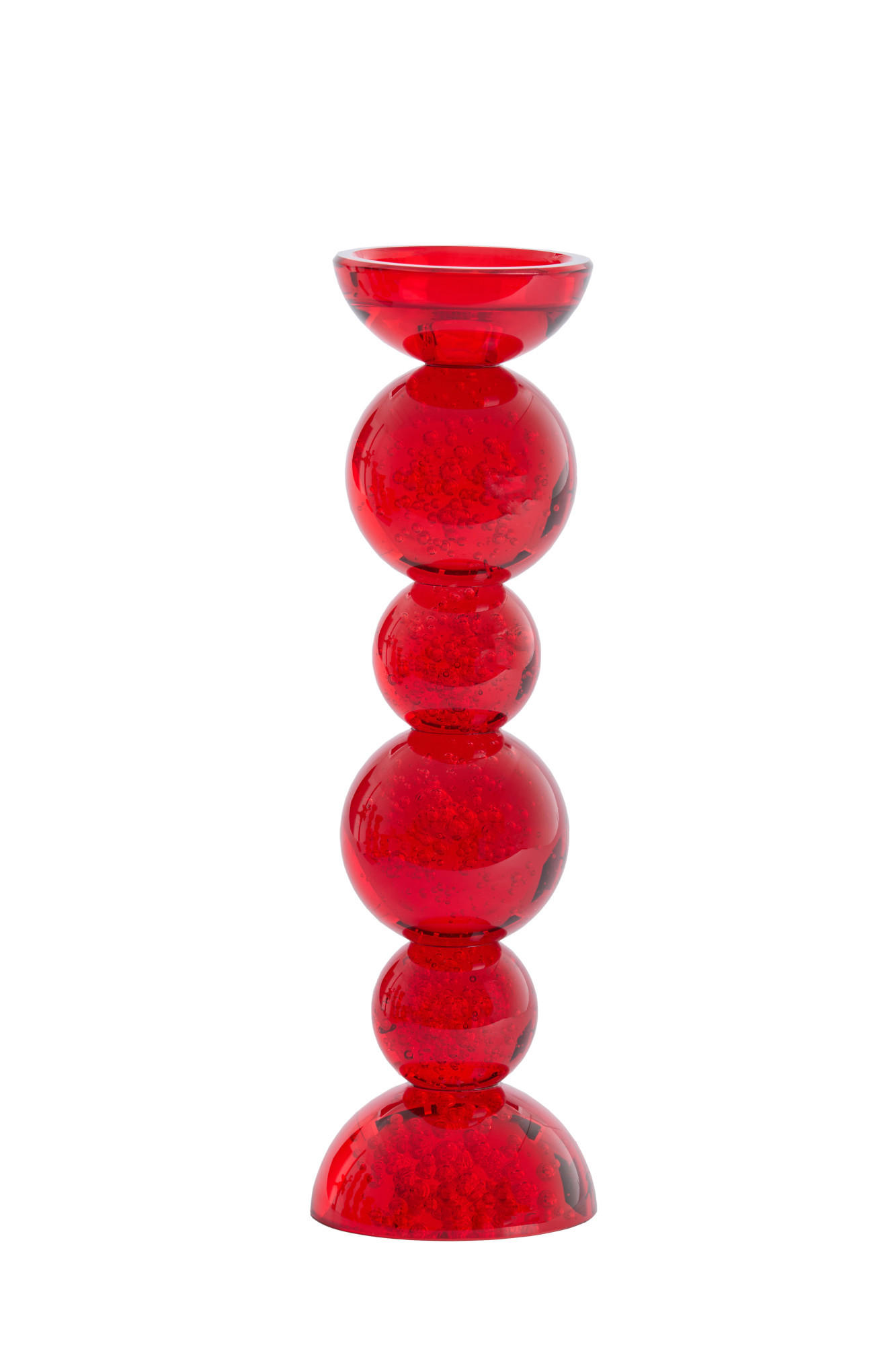 KERZENHALTER Itinga Rot Ø9,5/34 cm - Dunkelrot, Glas (9.5/34/9.5cm) - Light & Living