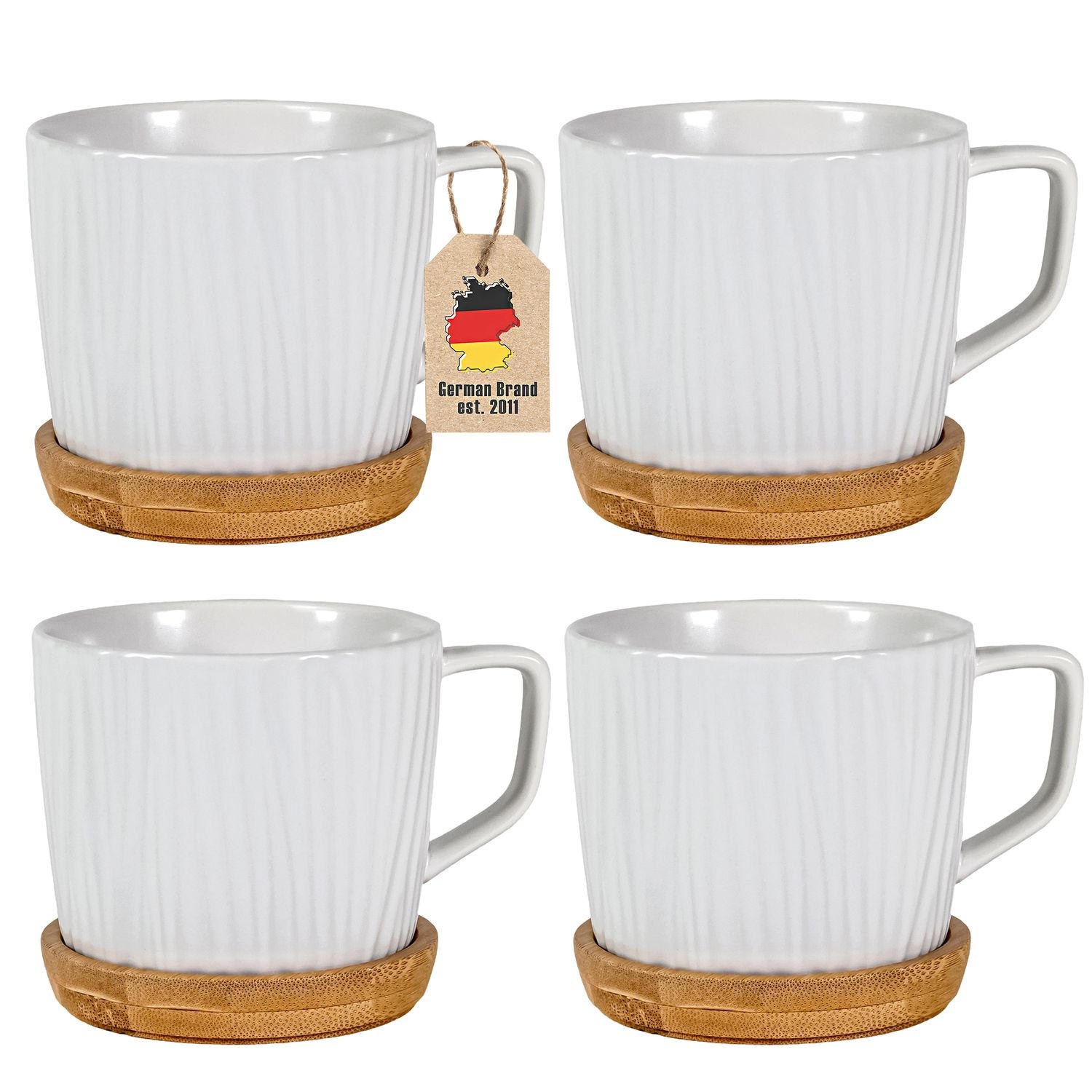 KAFFEETASSE TEETASSE (4er-Set) - Weiß, Keramik (8.8/8/36cm) - Intirilife