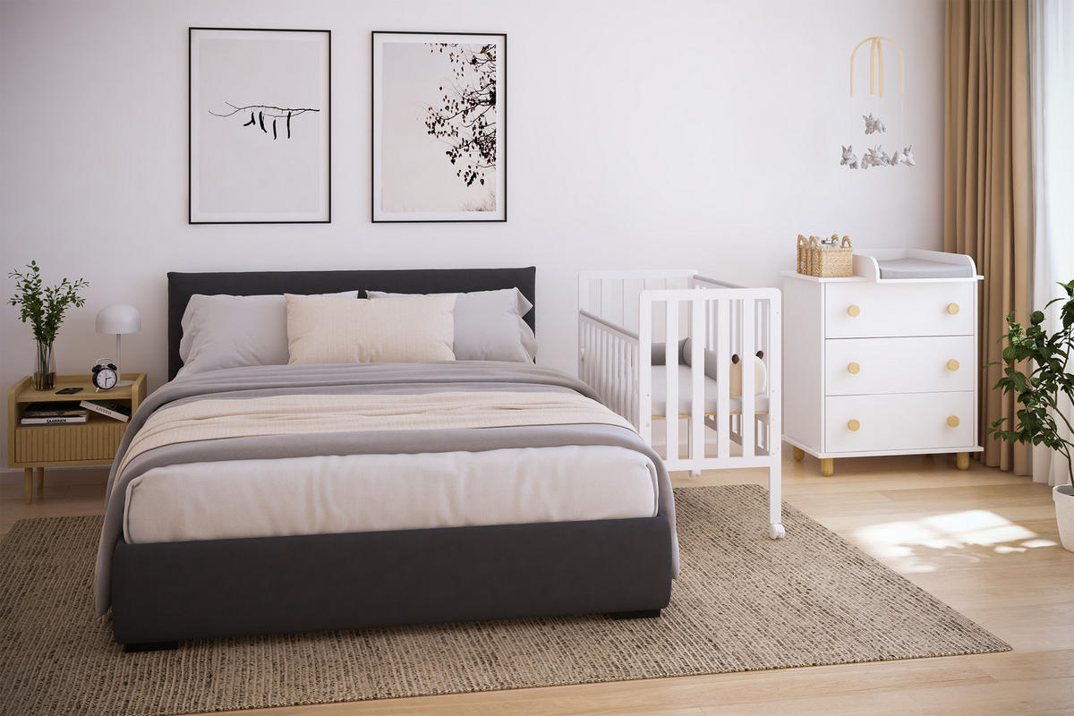 BEISTELLBETT Milo - Weiß, Holz (50/100cm) - kiki design