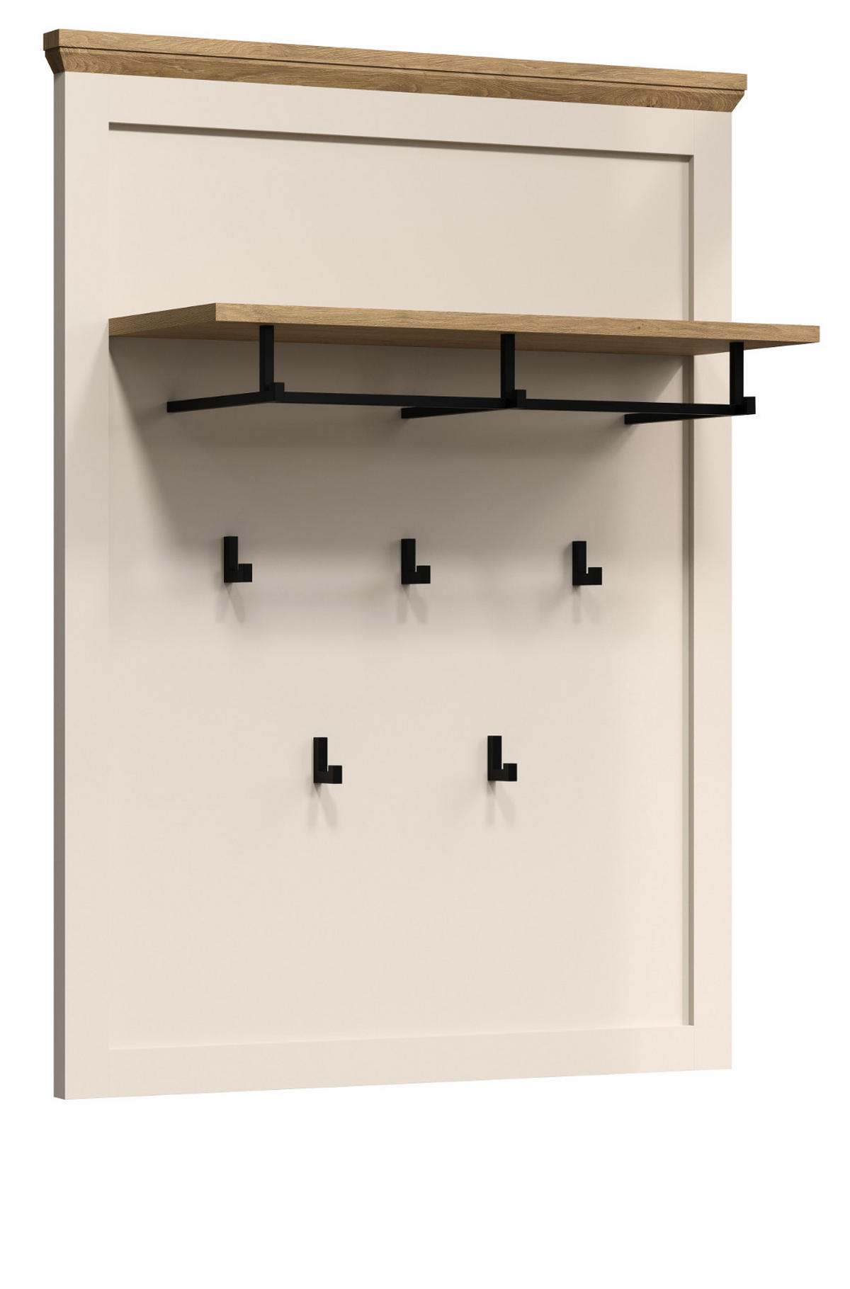GARDEROBENPANEEL Kaschmir, Stein Eiche Landhaus 76 x 100 cm, Wandgarderobe mit Kleiderstange - Kaschmir/Eichefarben, Holzwerkstoff (76/100/26cm) - Top.Furn