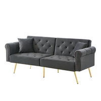 SCHLAFSOFA 2-Sitzer Samt mit 3-fach verstellbarer Rückenlehne Antikgrau 173/75/70 cm - Grau, Textil (70/173/75cm) - Redom