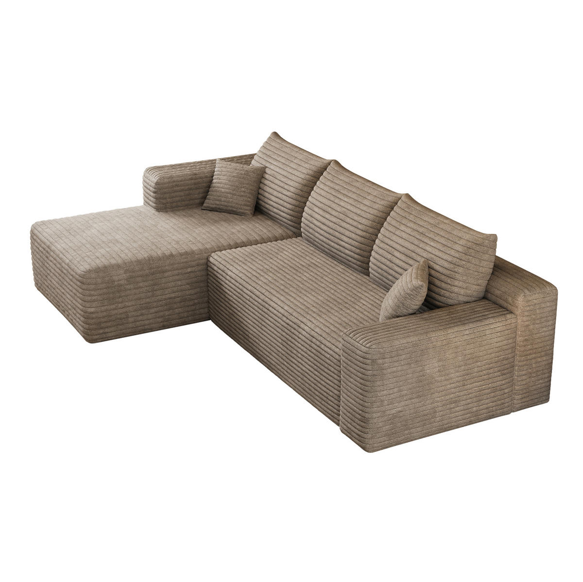 KUTNA sofa 241 cm camel od tkanine bez montaže s ležaljkom - svijetlo siva, tekstil (151/241cm) - OKWISH
