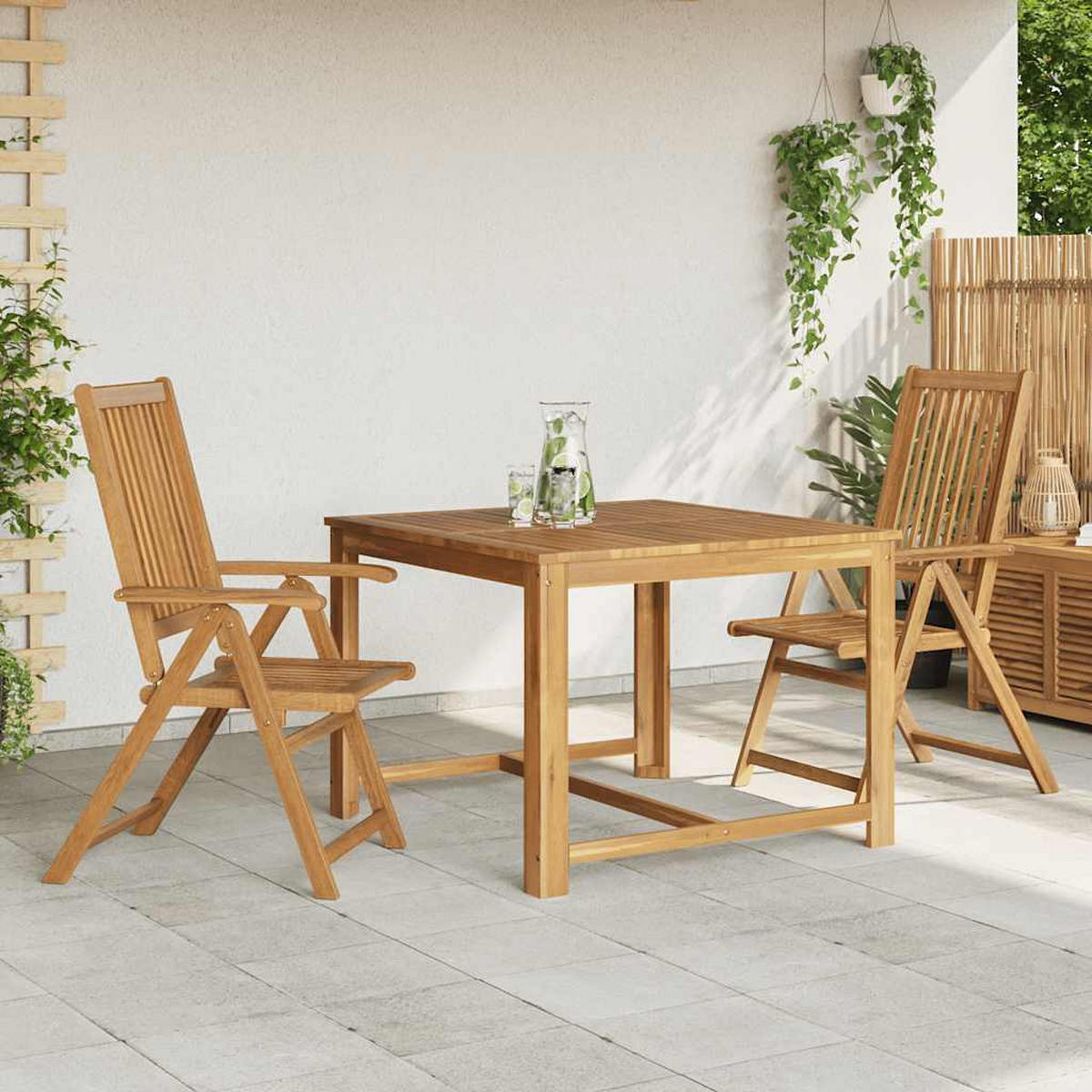 GARTENSTÜHLE 2er Set Klappbar Akazie Massivholz Braun - Naturfarben, Holz (69/111/57cm) - vidaXL