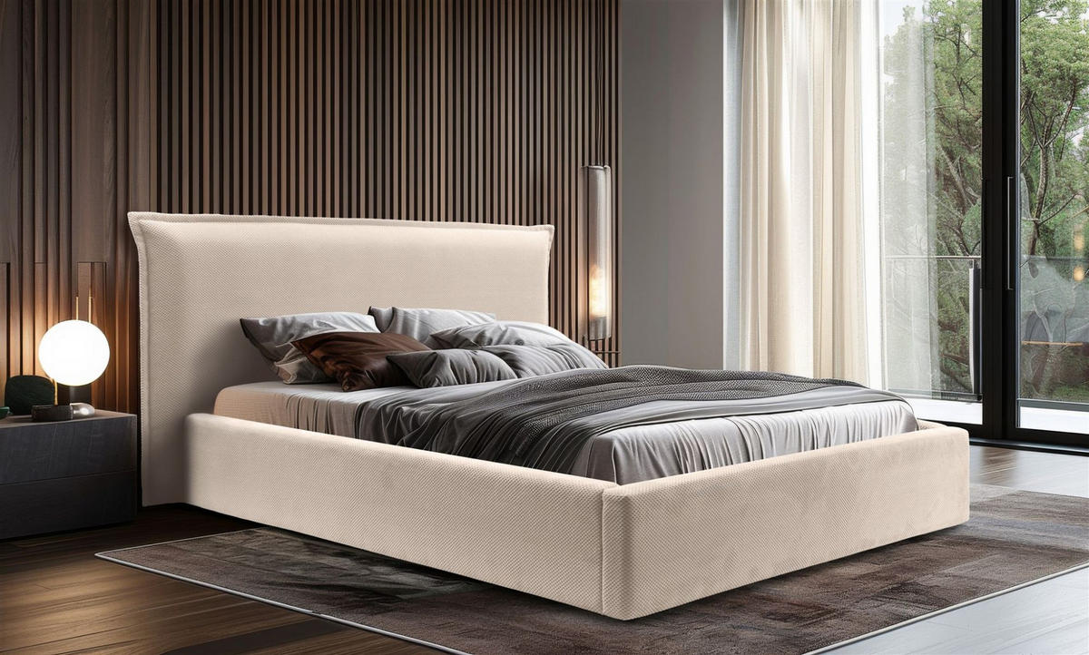 POLSTERBETT Amada In Pop - Beige, Holzwerkstoff/Textil (140/200cm) - Fun Möbel